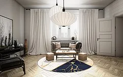 Tapete redondo - Canelli (bege/branco/azul)