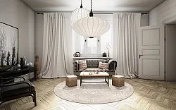 Tapete redondo - Santi (bege/branco)