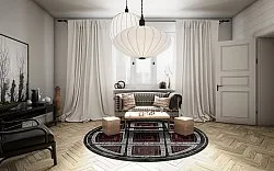 Tapete redondo - Milos (preto/vermelho)