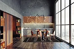 Tapete Wilton - Milos (preto/vermelho)