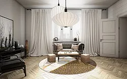 Tapete redondo - Granada (marrom/branco/dourado)