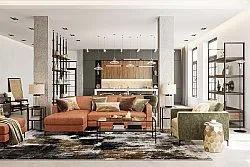 Tapete Wilton - Flores (preto/marrom/branco)