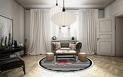 Tapete redondo - Develi (preto/branco)