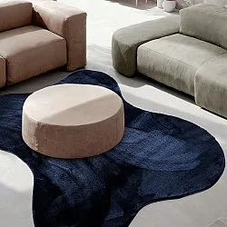 Tapete Shaggy Ondulado Assimétrico - Aranga Super Soft Fur (azul escuro)