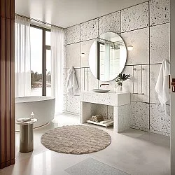 Tapete de banheiro redondo - Bevin (bege)