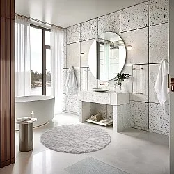 Tapete de banheiro redondo - Bevin (cinza claro)