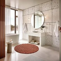 Tapete de banheiro redondo - Bevin (terracota)