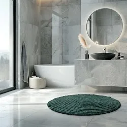 Tapete de banheiro redondo - Embla (verde escuro)