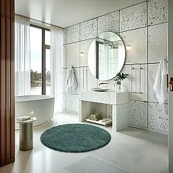 Tapete de banheiro redondo - Evena (verde escuro)