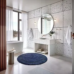 Tapete de banheiro redondo - Nila (azul)