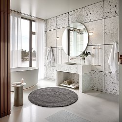 Tapete de banheiro redondo - Nila (cinza escuro)