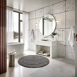 Tapete de banheiro redondo - Nila (cinza escuro)