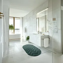 Tapete de banheiro oval - Tressa (verde escuro)