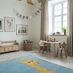 Tapete Infantil - Giraffe Hand Tufted Wool Premium (azul claro/multi)