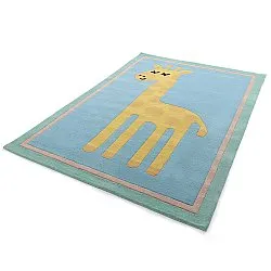 Tapete Infantil - Giraffe Hand Tufted Wool Premium (azul claro/multi)