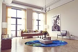 Tapete redondo - Gallo (azul)