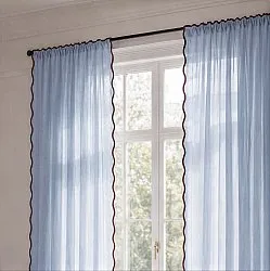 Conjunto de 2 cortinas - Cortina de algodão Yrsa (azul)
