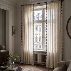 Conjunto de 2 cortinas - Cortina de algodão Yrsa (bege claro)