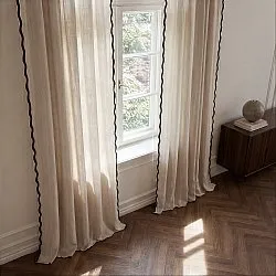 Conjunto de 2 cortinas - Cortina de algodão Yrsa (bege claro)
