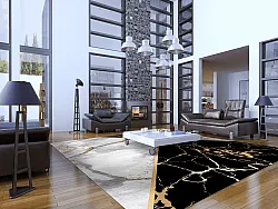 Tapete Wilton - Cassa (cinza/preto/dourado)