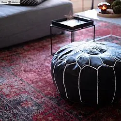 Pufe - Couro Marroquino (preto/branco)