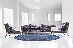 Tapete redondo - Vinadio (azul/dourado)