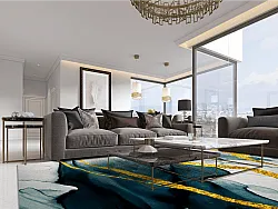 Tapete Wilton - Alvaro (azul/branco/dourado)