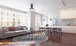 Tapete redondo - Bouhjar (azul/rosa/multicolorido)