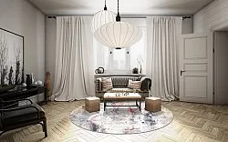 Tapete redondo - Laurito (cinza/bege/multicolorido)