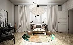 Tapete redondo - Tempes (bege/multicolorido)