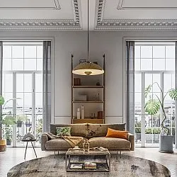 Tapete redondo - Polia (cinza/marrom)