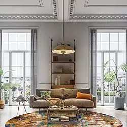 Tapete redondo - Trepito (marrom/azul/multicolorido)