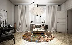 Tapete redondo - Trepito (marrom/azul/multicolorido)