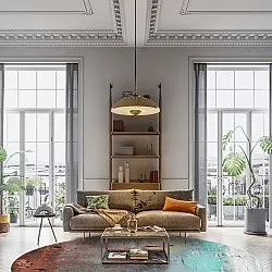 Tapete redondo - Andali (cinza/vermelho/multicolorido)