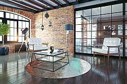 Tapete redondo - Andali (cinza/vermelho/multicolorido)