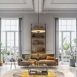 Tapete redondo - Budoni (cinza/bege/amarelo)