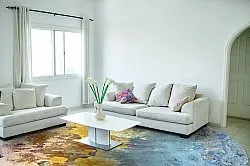 Tapete redondo - Manlieu (azul/multicolorido/dourado)