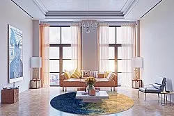 Tapete redondo - Sindia (bege/azul)