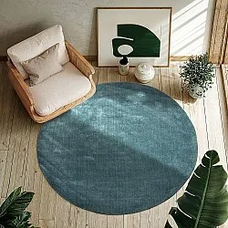 Tapete redondo - Recycled PET with viscose look (azul aço)