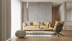 Tapete redondo - Esme (laranja/multicolorido)