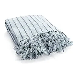 Cobertores - Rumi stripe cotton throw (azul claro/azul marinho/creme)