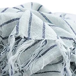 Cobertores - Rumi stripe cotton throw (azul claro/azul marinho/creme)