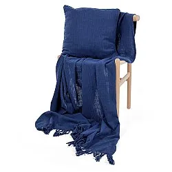 Cobertores - Veya cotton throw (azul-marinho)
