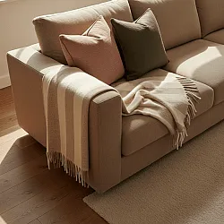 Mantas - Manta em mistura de lã - Beatriz Stripe (bege/branco)