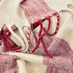 Mantas - Manta em mistura de lã - Beatriz Stripe (vermelho/branco)