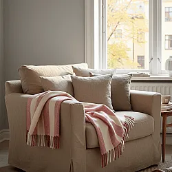 Mantas - Manta em mistura de lã - Beatriz Stripe (vermelho/branco)