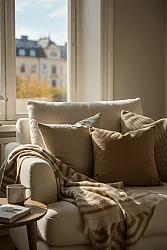 Mantas - Manta em mistura de lã - Melody (marrom/bege)