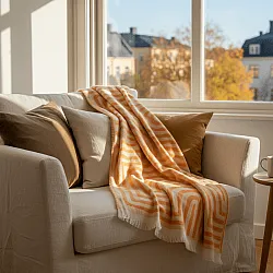 Mantas - Manta em mistura de lã - Melody (bege/laranja)