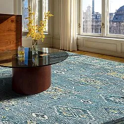 Tapete de tecelagem plana - Benaluna (azul/verde)