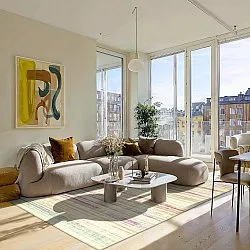 Tapete de tecelagem plana - Delara (bege/multi)